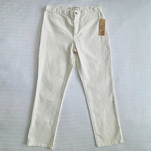NWT Lauren Ralph Lauren Off-White Denim Slim Straight Pants/Jeans, Size 8 Petite - Picture 5 of 12